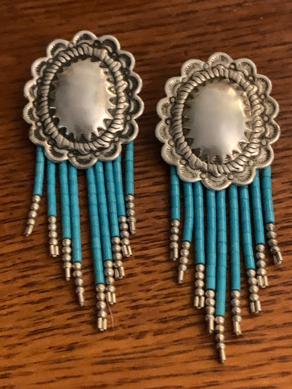 Vintage Native American Style Concho Tassel Earrings